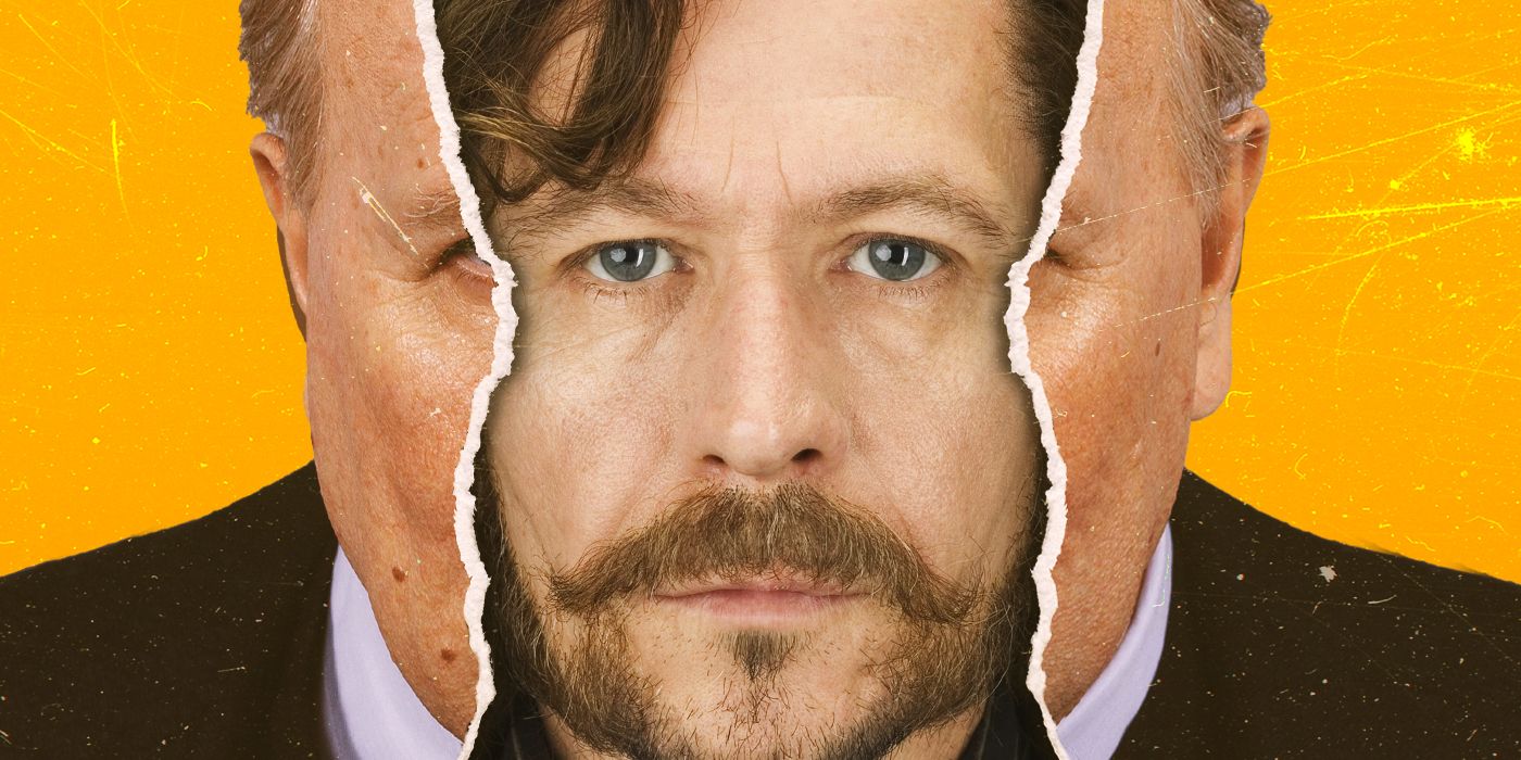 Blended image showing Gary Oldman in Harry Potter coming from within a broken image of Gary Oldman in Darkest Hour.