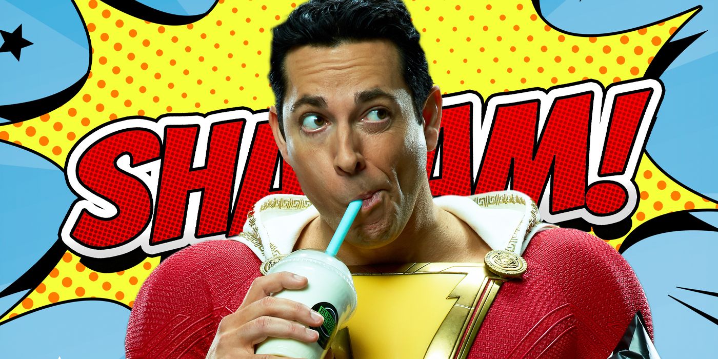 A custom image of Zachary Levi as Shazam drinking a soda.