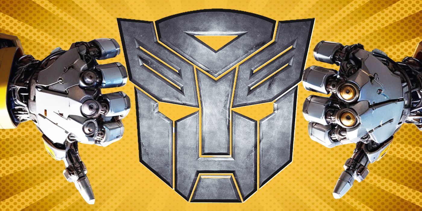 Blended image showing the Transformers logo and two robotic hands giving the thumbs down.