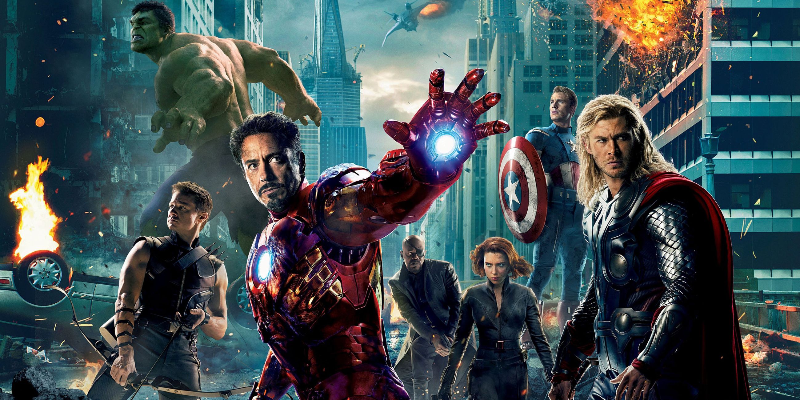 The Avengers on the poster for the 2012 movie