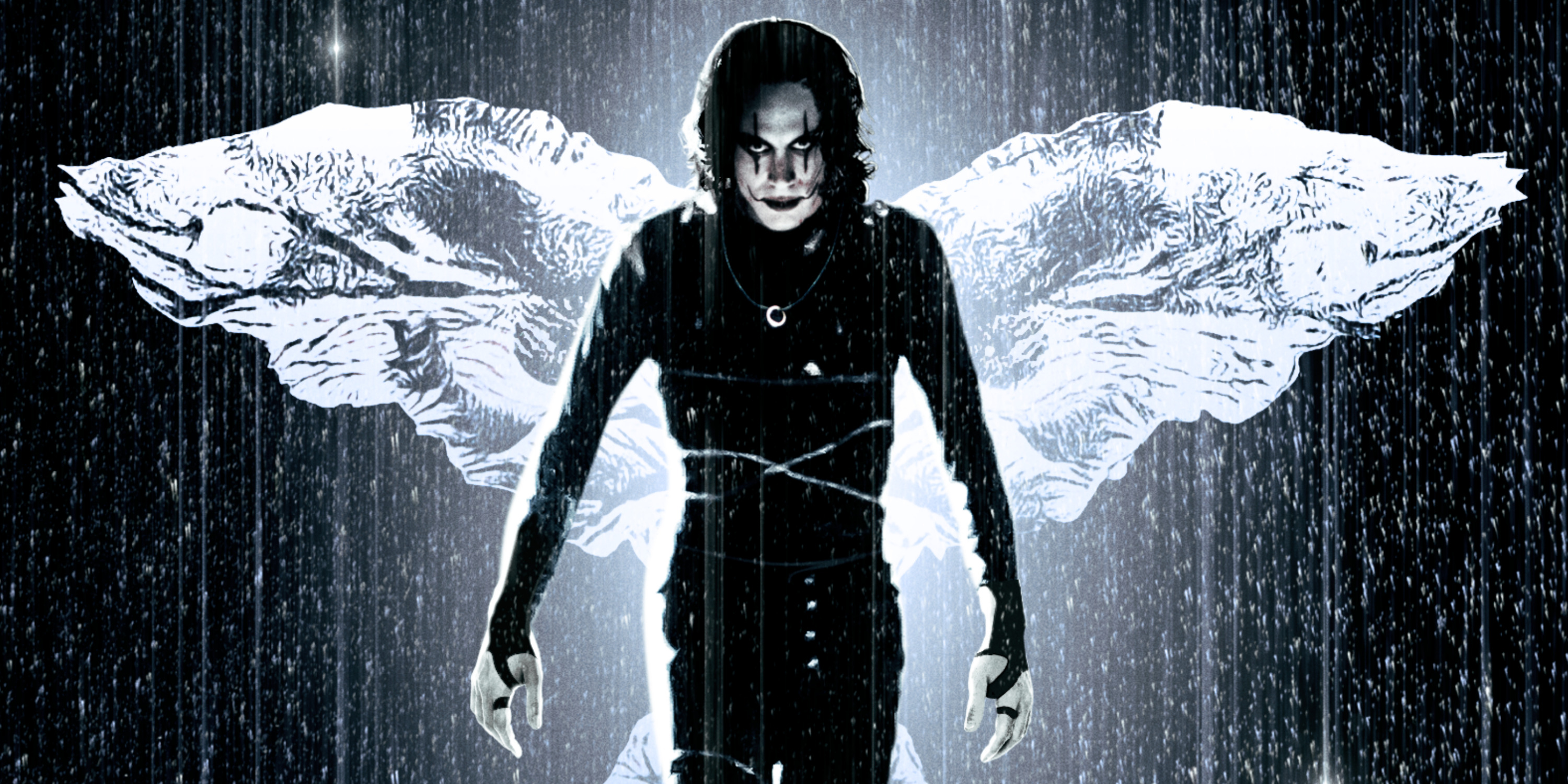 The Crow 30th anniversary cover artwork with Brandon Lee in full black costume and makeup