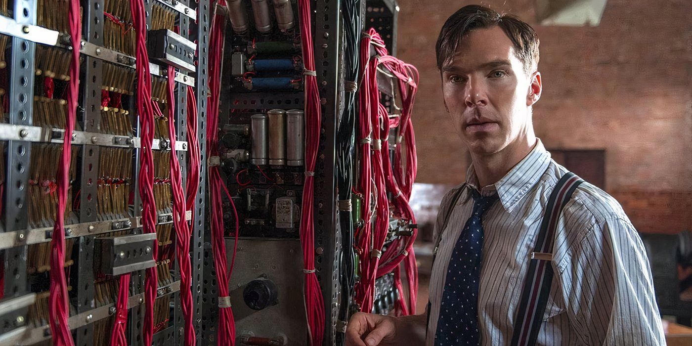 Alan Turing in front of his machine in The Imitation Game