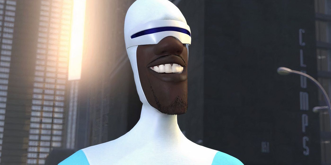 Frozone in his super suit smiling in The Incredibles