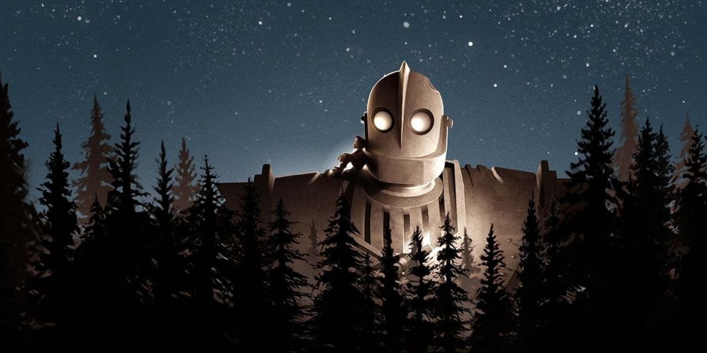 The Iron Giant towers over the forest. 
