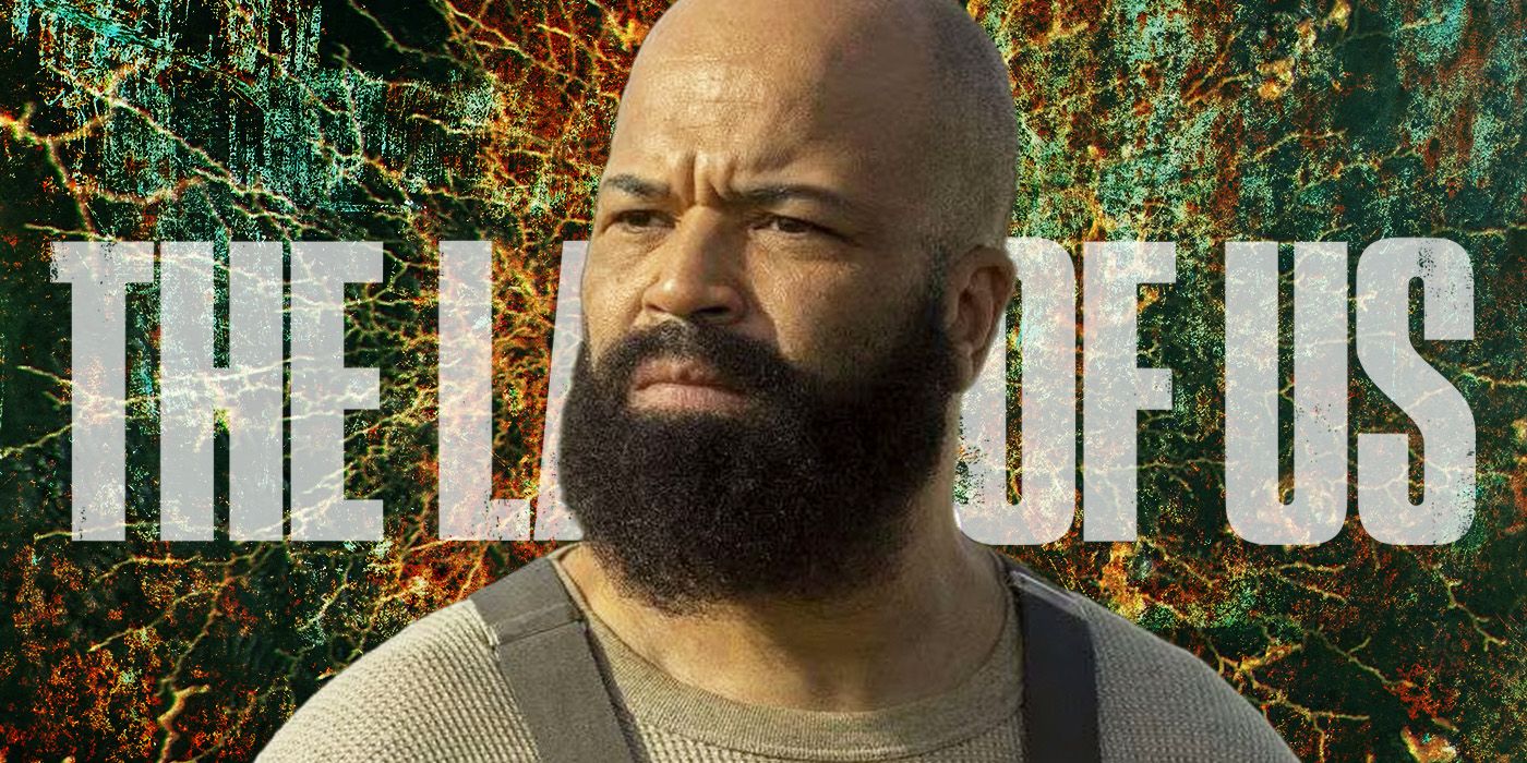 Jeffrey Wright in front of a logo for The Last of Us