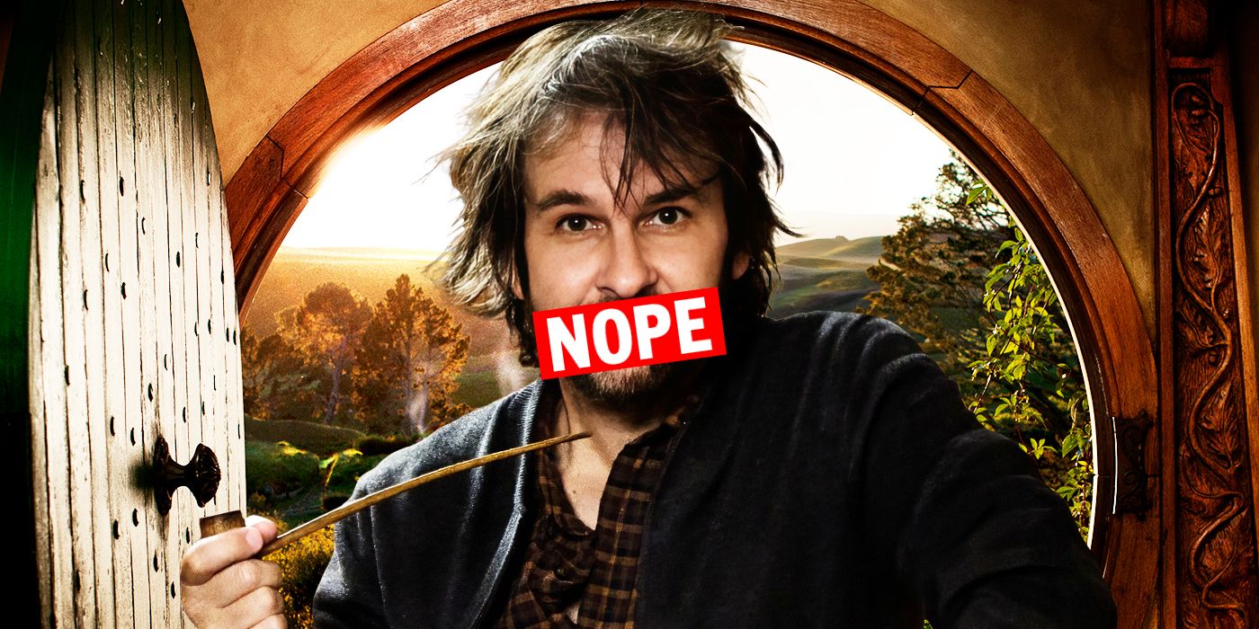 A custom image of Peter Jackson holding a pipe with a NOPE sticker over his mouth