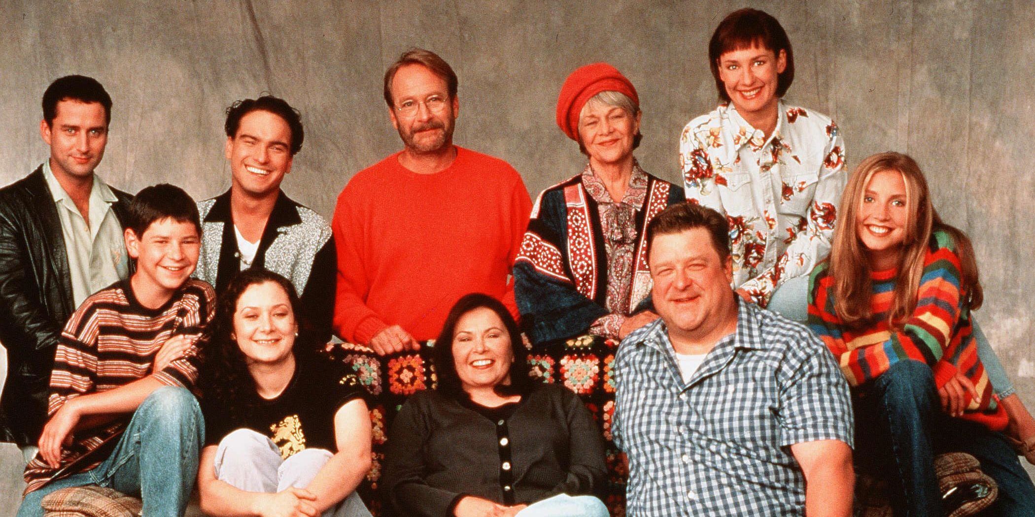 The main cast of Roseanne, The Conners, and their respective families