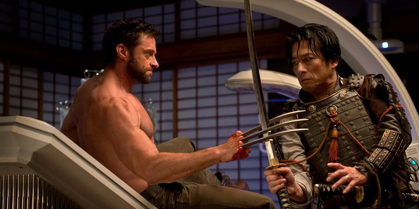 Shingen Yashida (Hiroyuki Sanada) clashing his sword against Wolverine's (Hugh Jackman) claws in The Wolverine