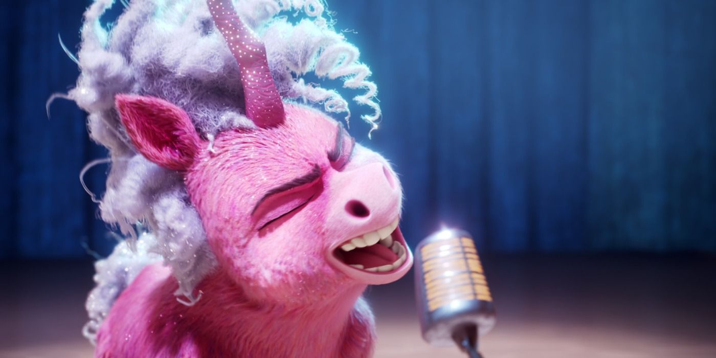 Thelma singing with her eyes closed in 'Thelma the Unicorn'