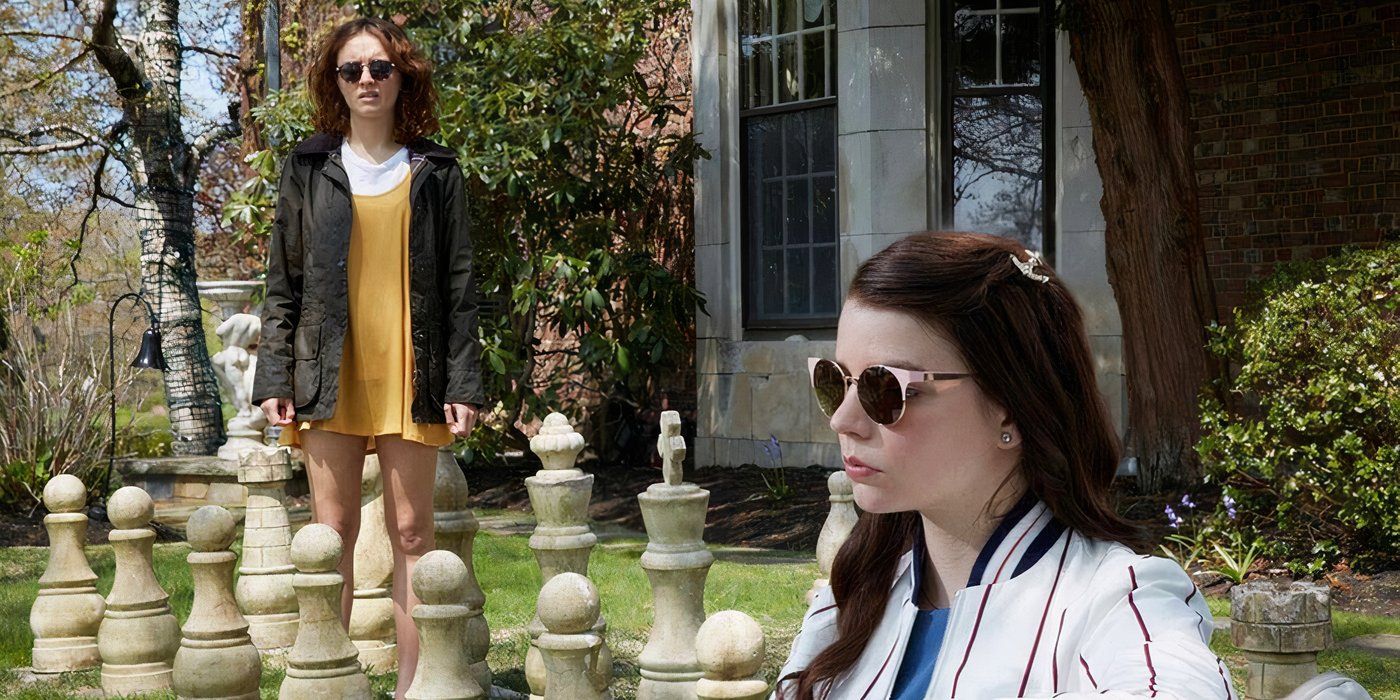 Olivia Cooke looking at Anya Taylor Joy in Thoroughbreds