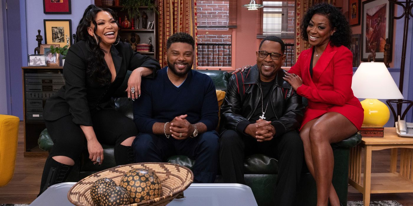 Tisha Campbell, Carl Anthony Payne II, Martin Lawrence, and Tichina Arnold on the original set of 90s series 'Martin' for the reunion