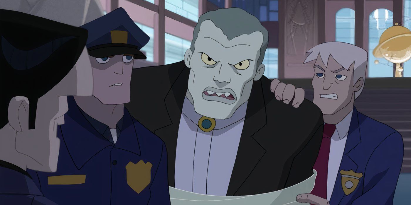 Tombstone getting arrested by Captain Stacy in Spectacular Spider-Man