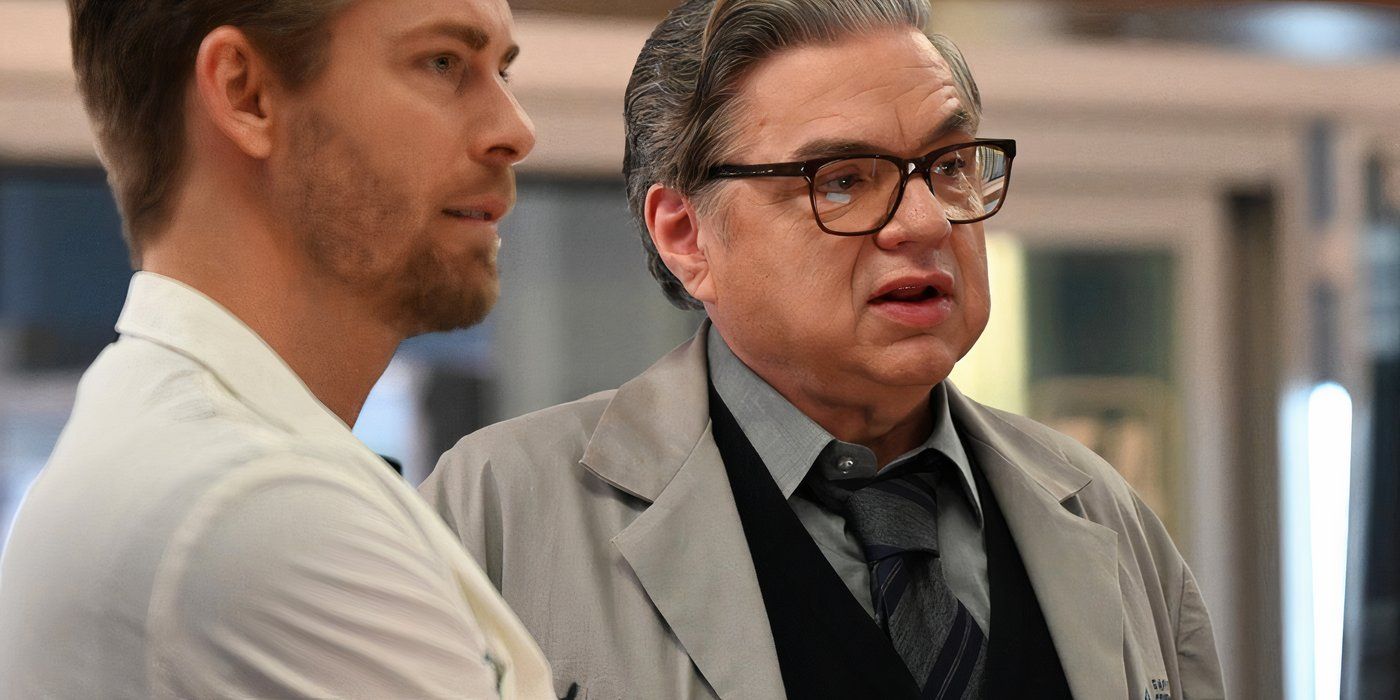     Luke Mitchell como el Dr. Mitch Ripley y Oliver Platt como el Dr. Daniel Charles en Chicago Med