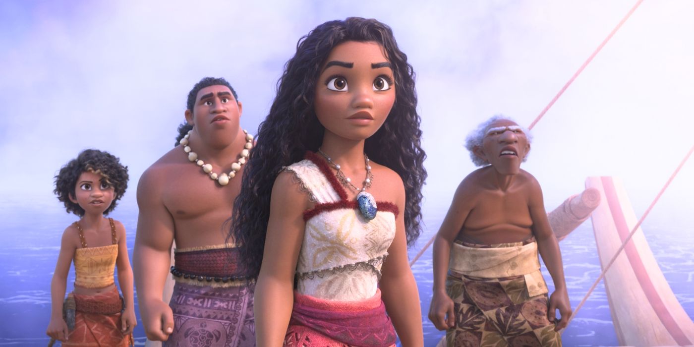Moana stands among her people in Moana 2 