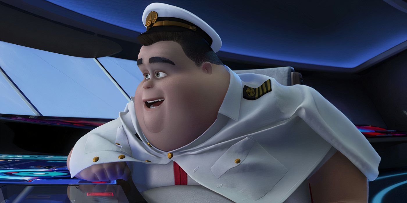 Captain B McCrea smiling in WALL-E