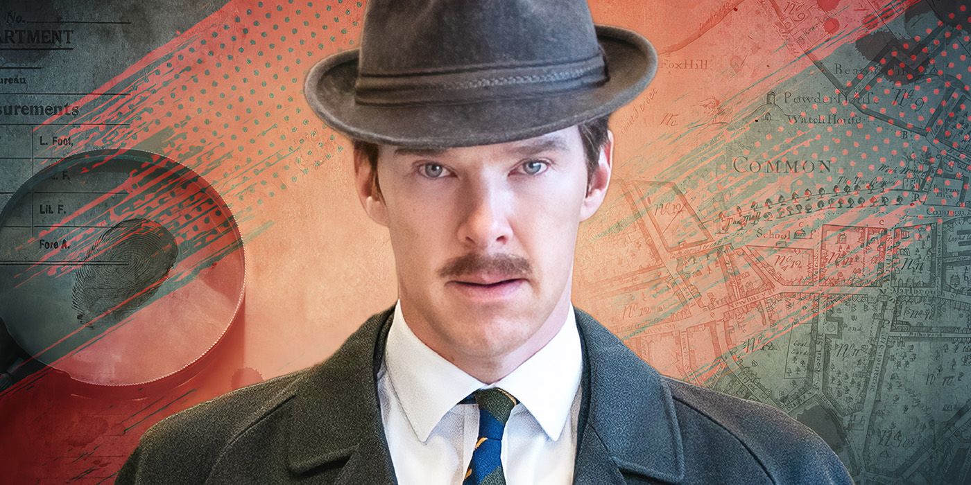 Custom image of Benedict Cumberbatch as Greville Wynne in The Courier against a blue and red background