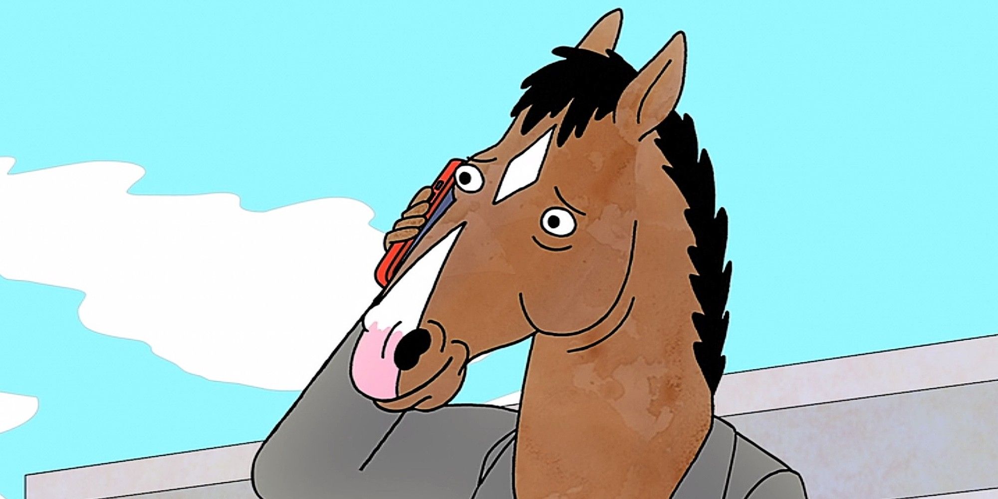 Bojack on the phone with Hollyhock in Bojack Horseman