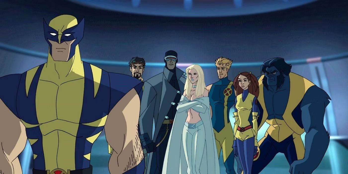 Wolverine standing with the X-Men in Wolverine and the X-Men
