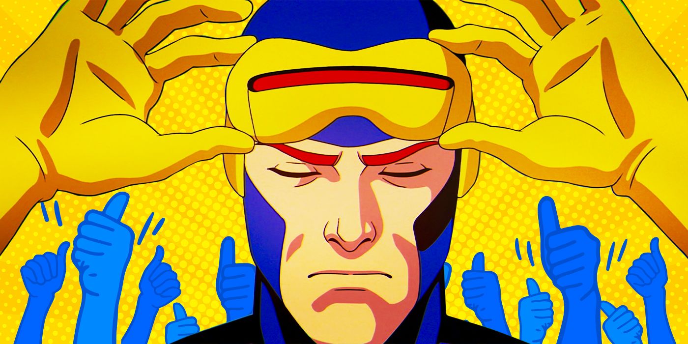 Cyclops putting on his visor