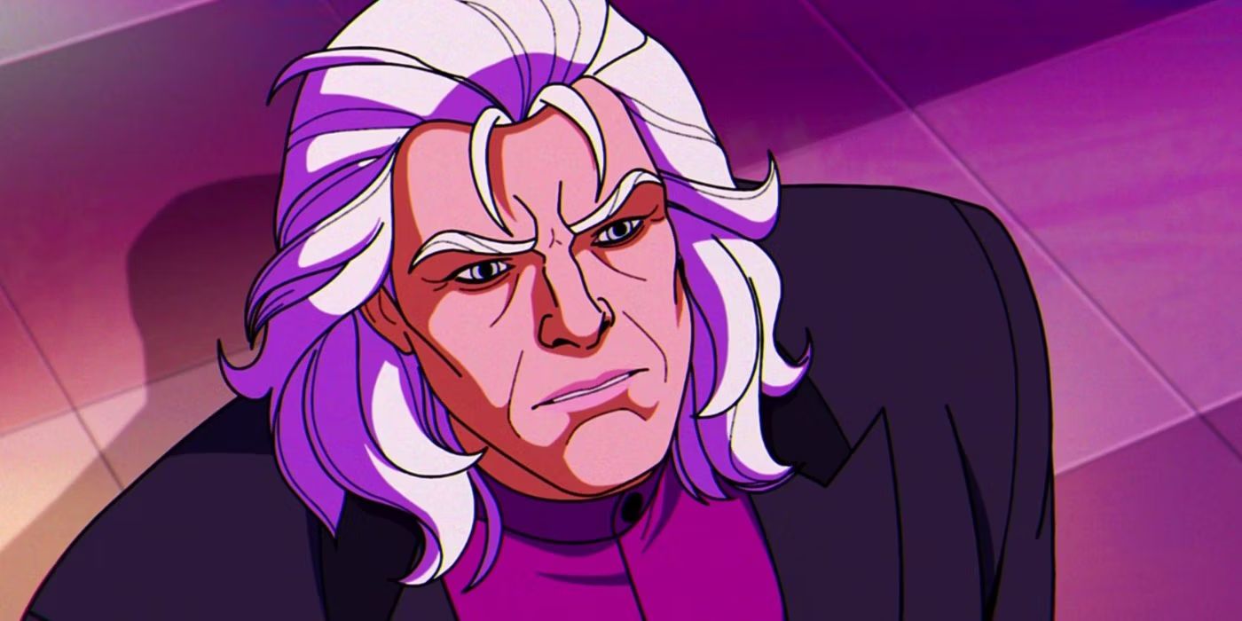 Magneto (Matthew Waterson) looking up pensively during Episode 5's Gala in X-Men '97
