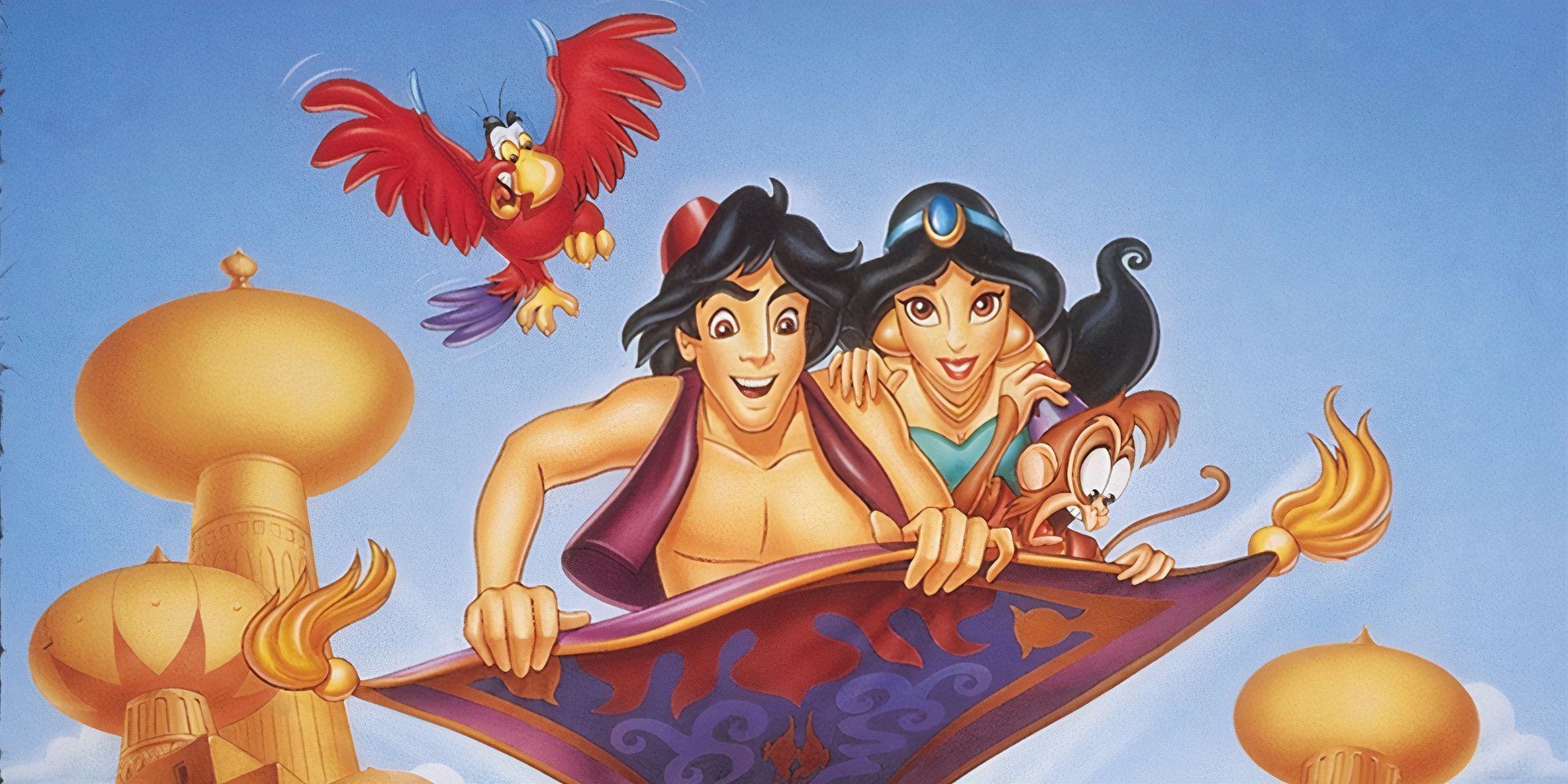 Aladdin, Jasmine and Iago fly in 'Aladdin' (1994-95)