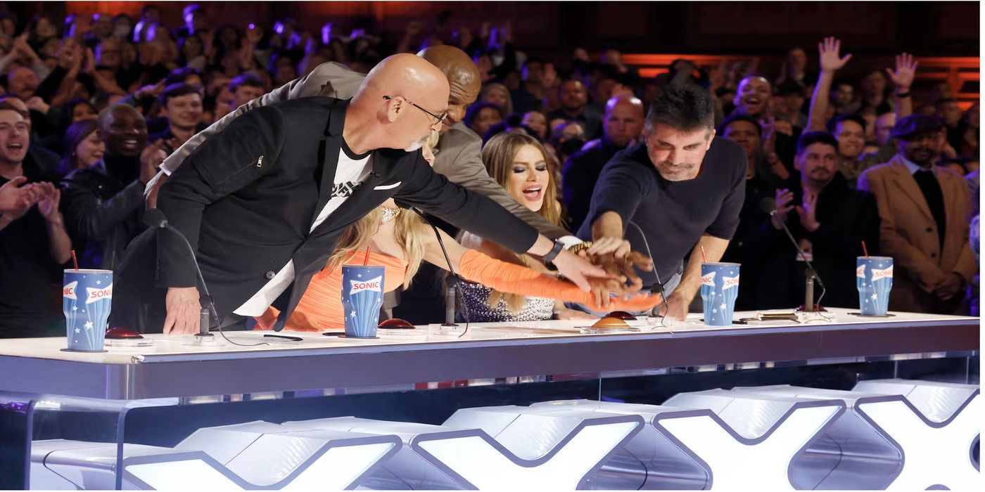 Simon Cowell, Sofia Vergara, Howie Mandel and Heidi Klum hit the Golden Buzzer on America's Got Talent