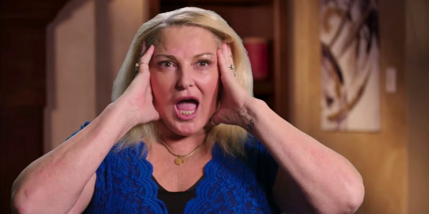 Angela Deem from &lsquo;90 Day Fiancé: Happily Ever After?&rsquo; alone in her confessional looking shocked.