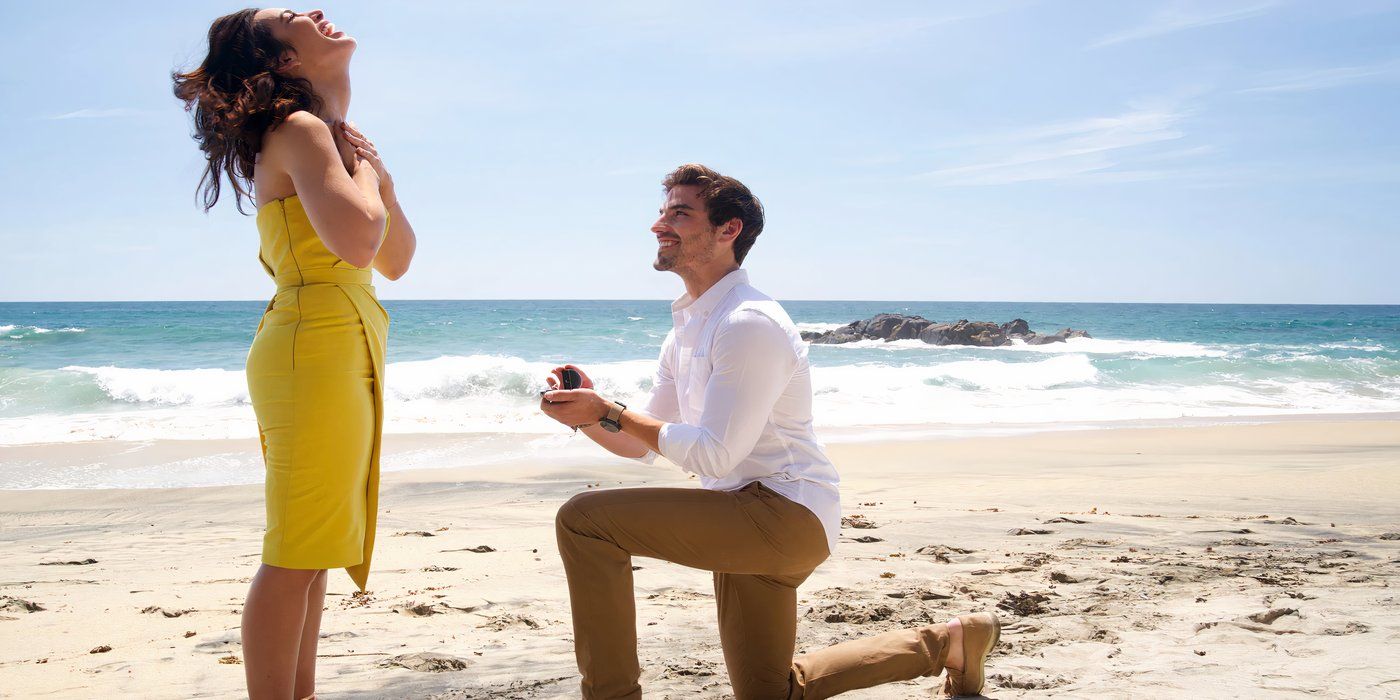 Ashley and Jared from Bachelor in Paradise getting engaged on a beach 
