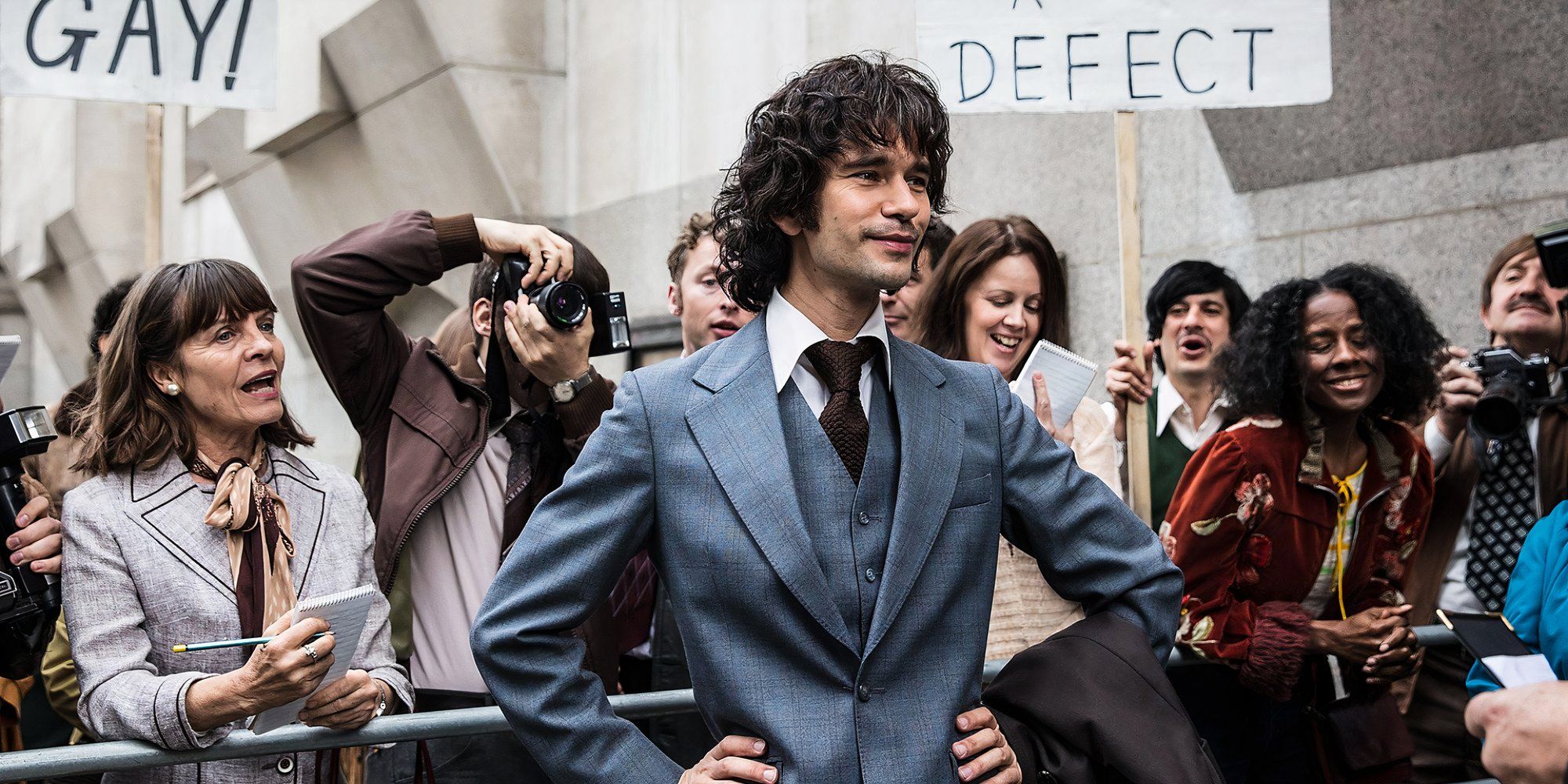 Ben Whishaw and Marianne Oldham in A Very English Scandal (2018) scene
