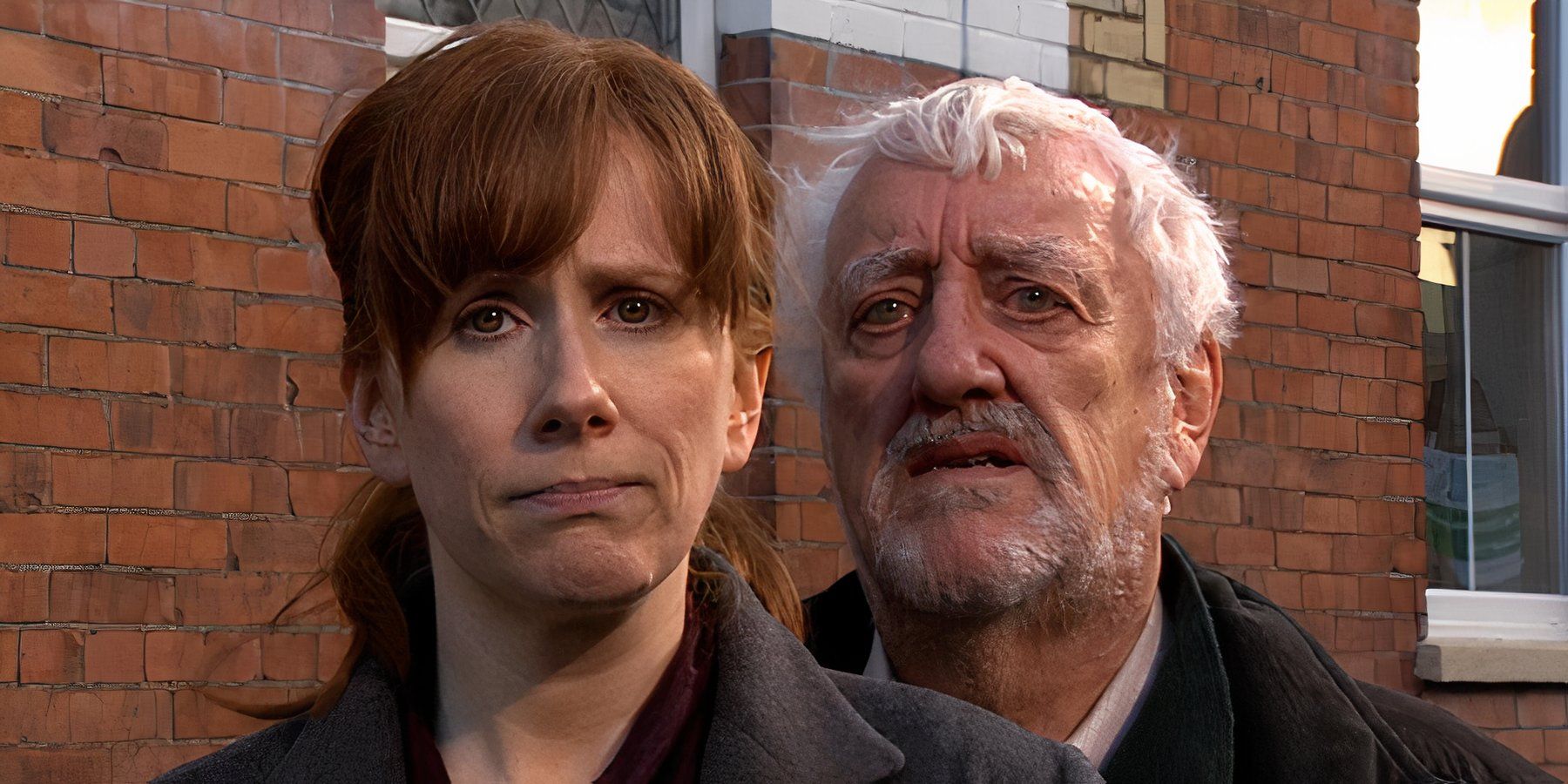 Catherine Tate as Donna and Bernard Cribbins as Wilfried Mott in Doctor Who, "Turn Left"