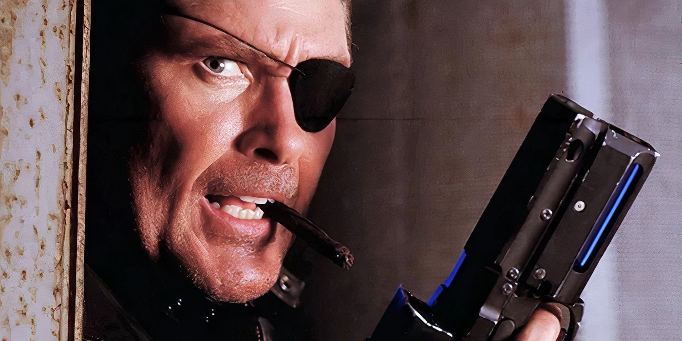 David Hasselhoff with a cigar and a gun in Nick Fury Agent of SHIELD.