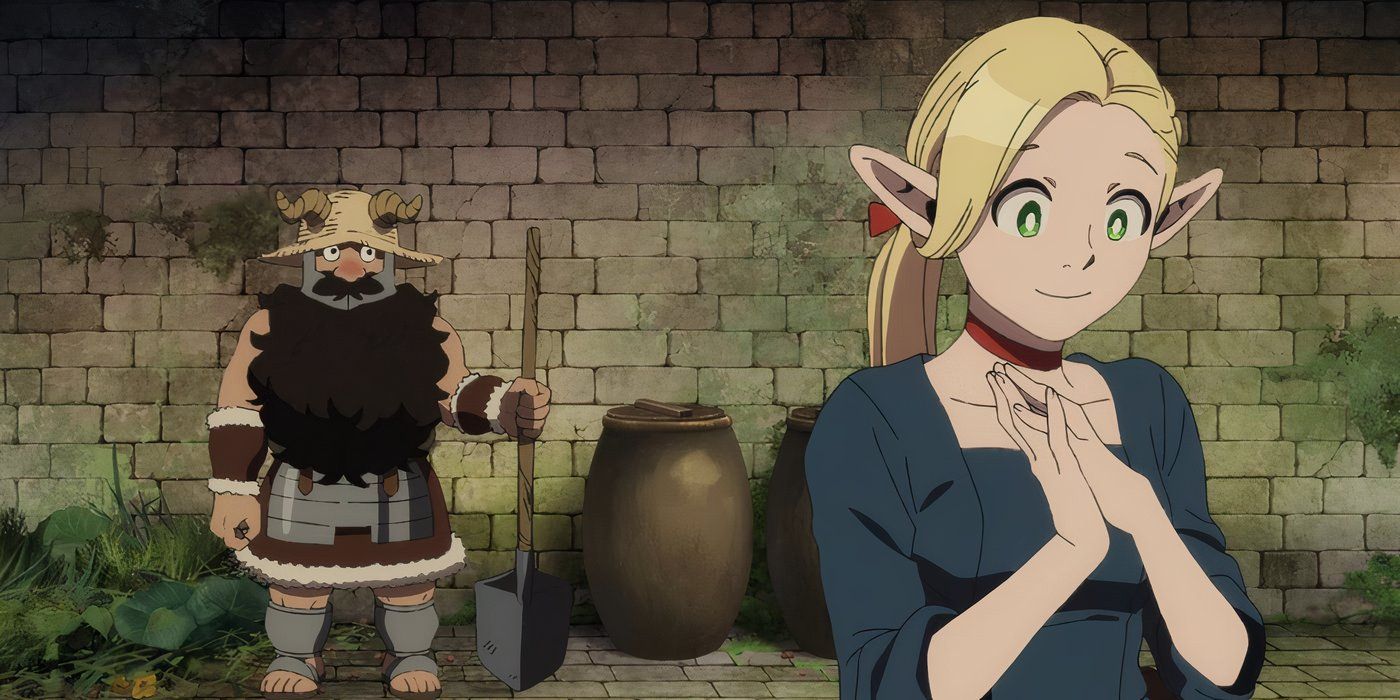 Senshi and Marcille after harvesting vegetables in 'Delicious in Dungeon'