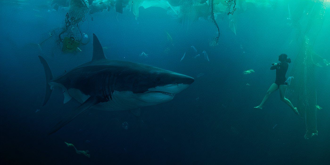 A diver comes face to face with Lilith the mako shark in 'Under Paris'