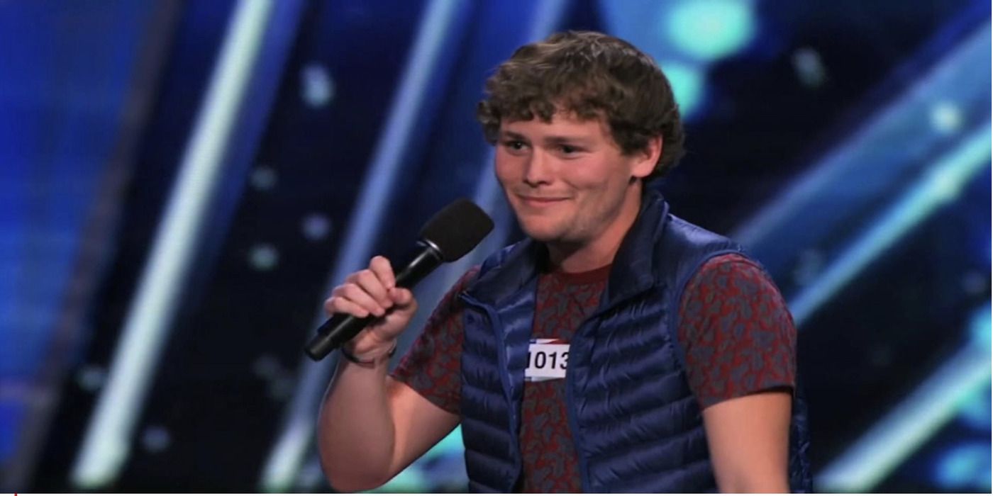 Drew Lynch during his Golden Buzzer performance on America's Got Talent