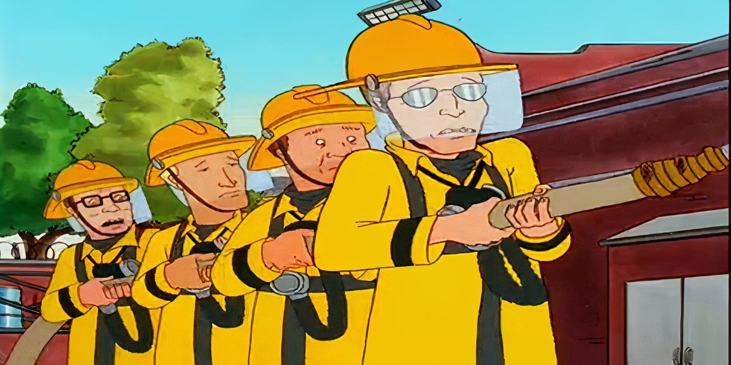 Hank Hill and his friends replace the town firefighters and struggle to hang onto a hose.