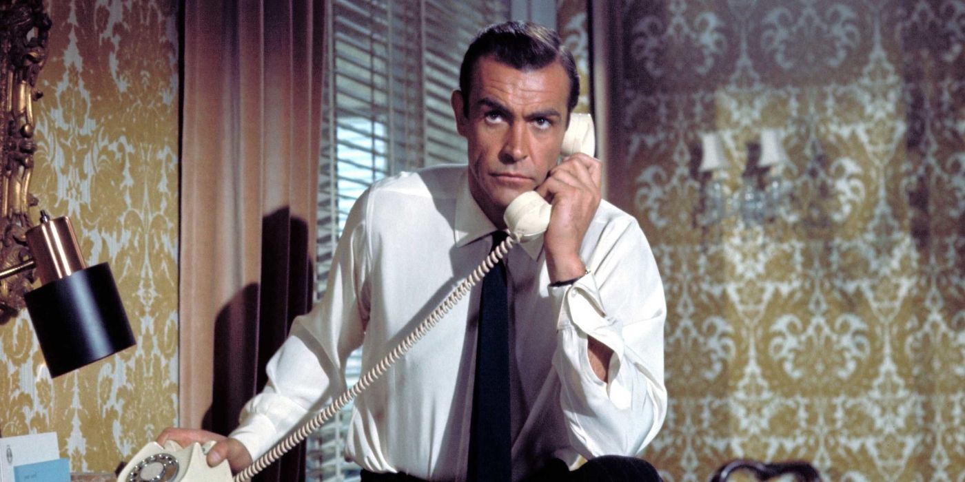 Sean Connery on the phone as James Bond in From Russia with Love