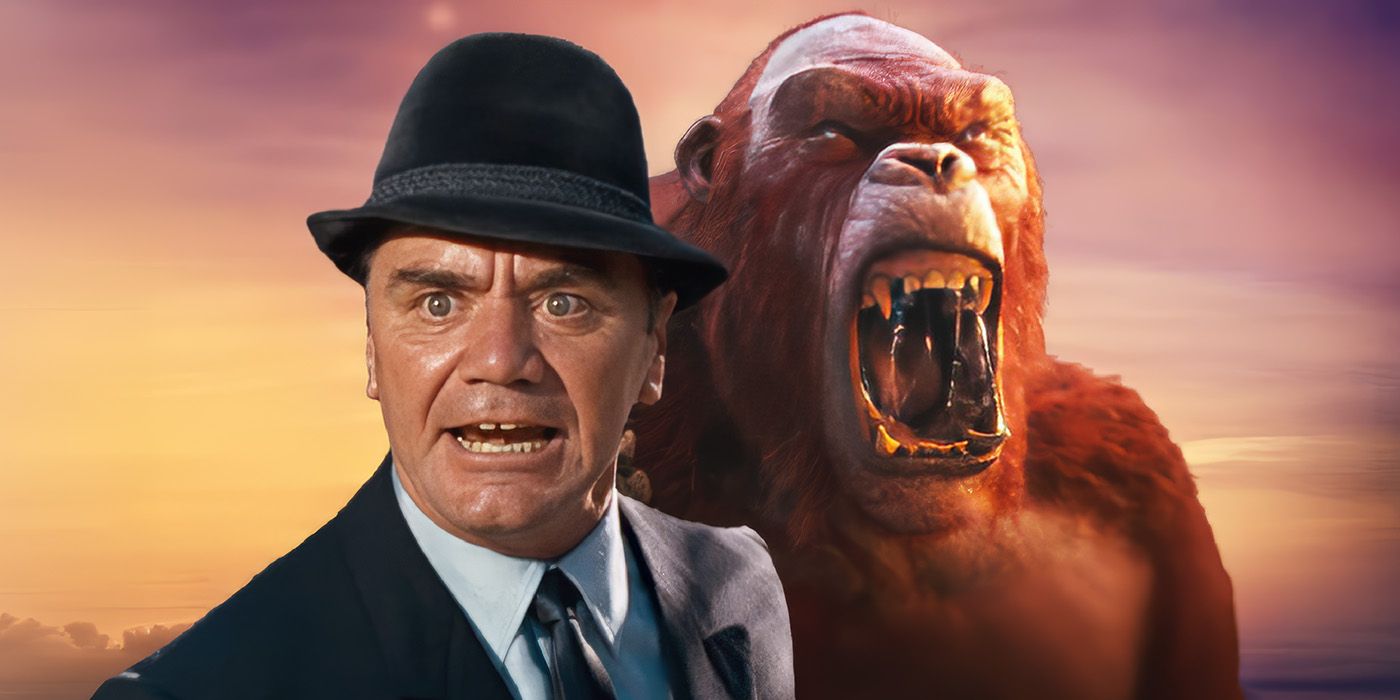 Ernest Borgnine from North Pole with Godzilla x Kong's Skar King in the background