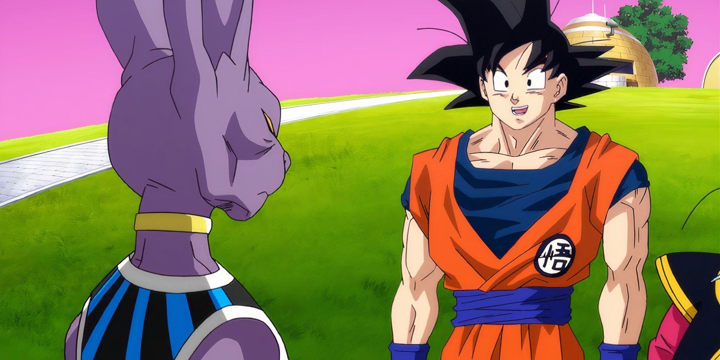 Beerus talking to Goku in Dragon Ball Z: Battle of the Gods