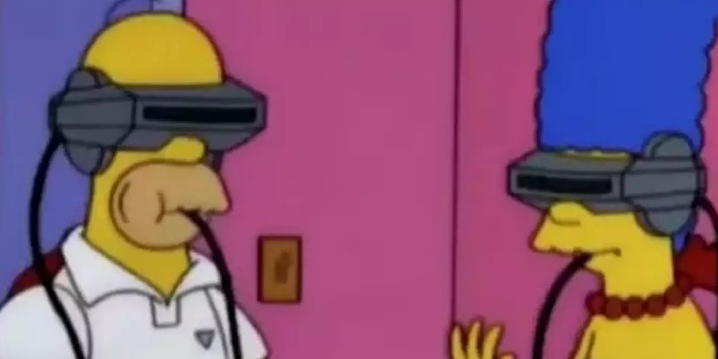 Homero y Marge comen comida en realidad virtual en Los Simpson