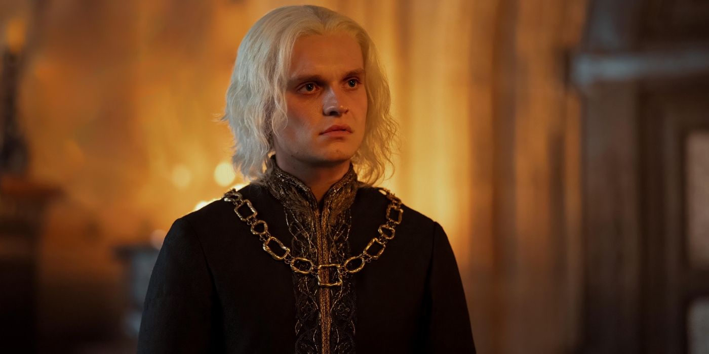 Tom Glynn-Carney standing in a room in House of the Dragon Season 2 Episode 2