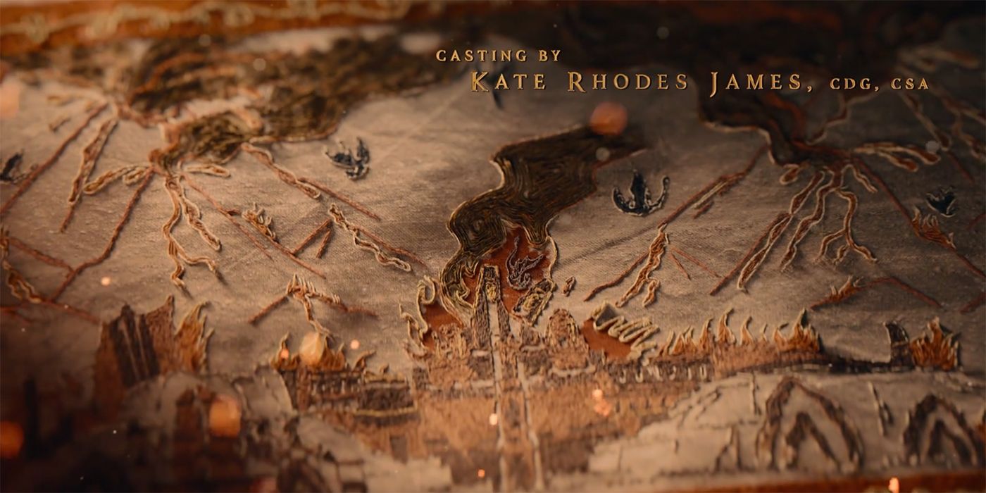 The Doom of Valyria in a sewn tapestry from the House of the Dragon Season 2 credits