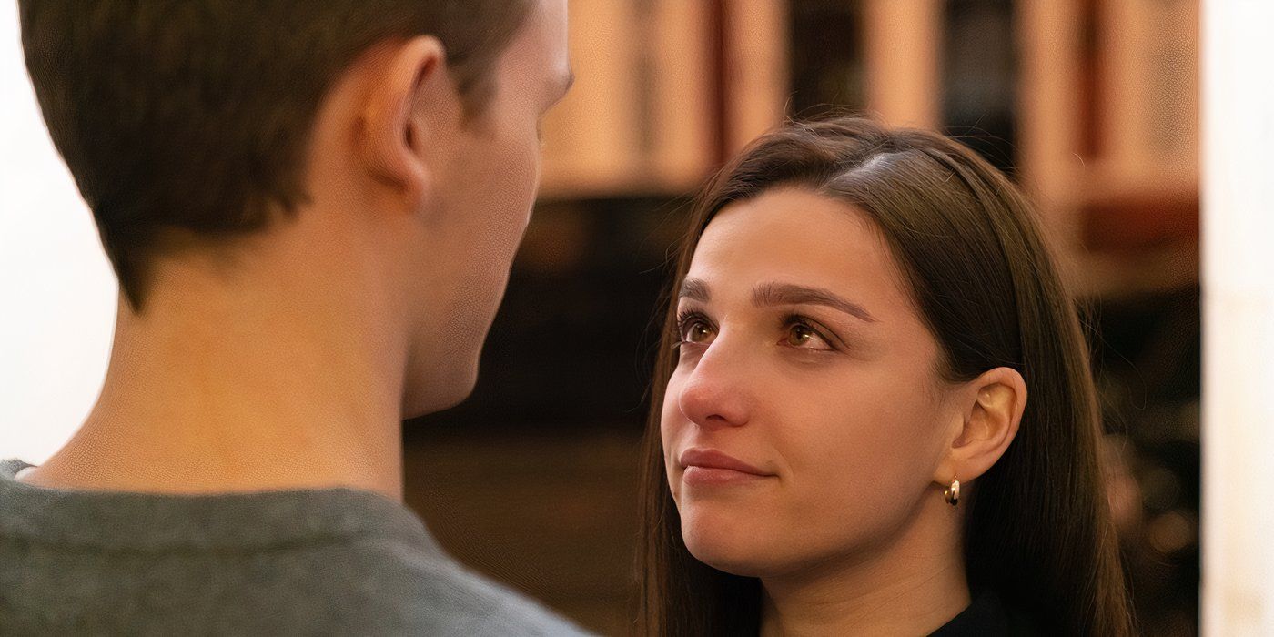 Yasmin Kara-Hanani (Marisa Abela) looking sadly at Robert Spearing (Harry Lawtey) in HBO’s Industry