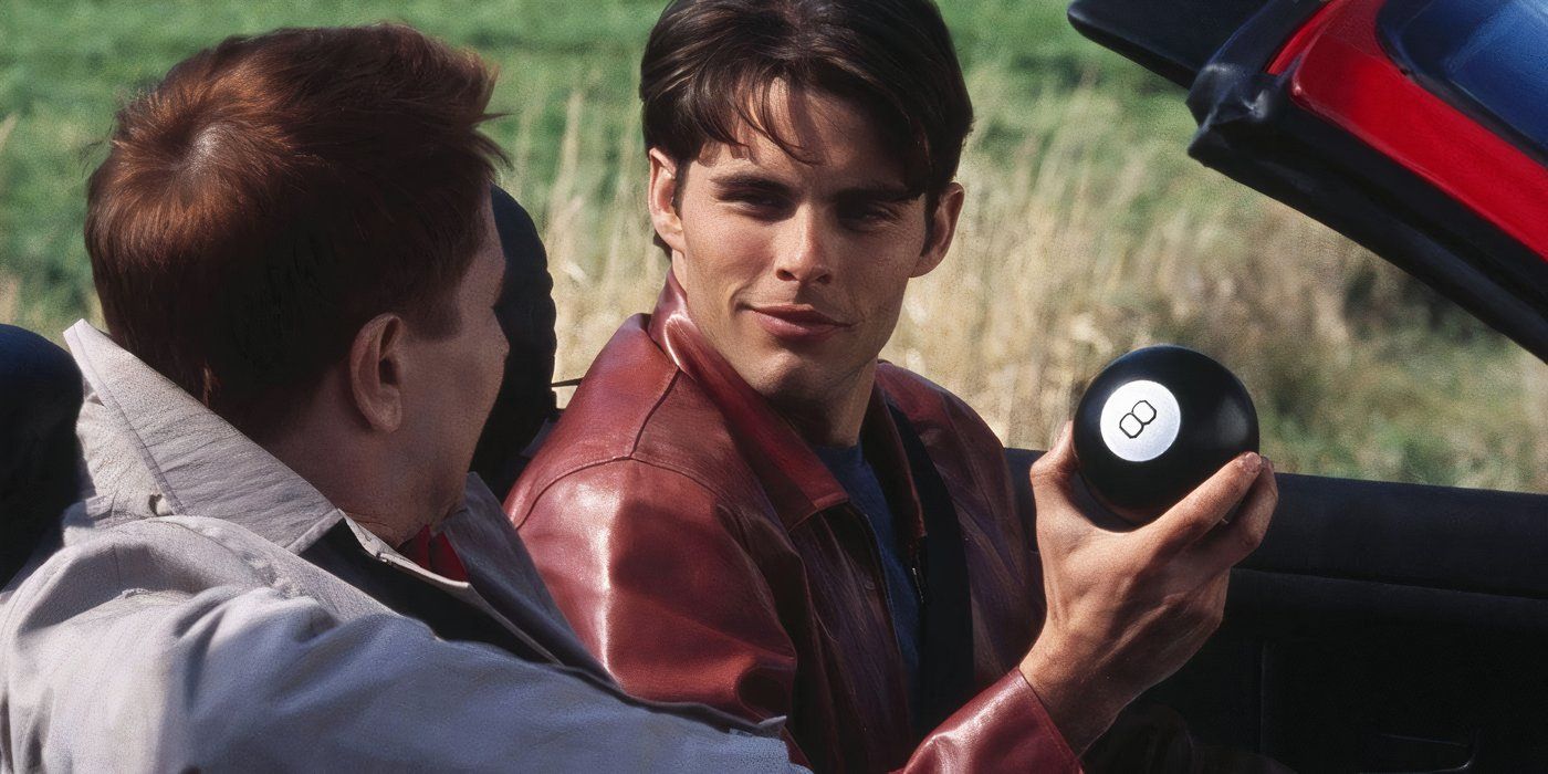 Oliver Neal holds up a magic 8 ball in front of O.W. Grant while in his red convertible in 'Interstate 60'.