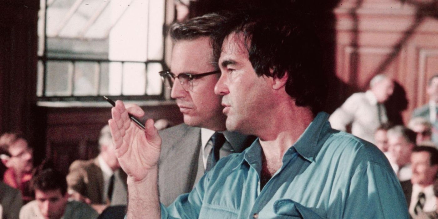 Kevin Costner and Oliver Stone on the set of JFK