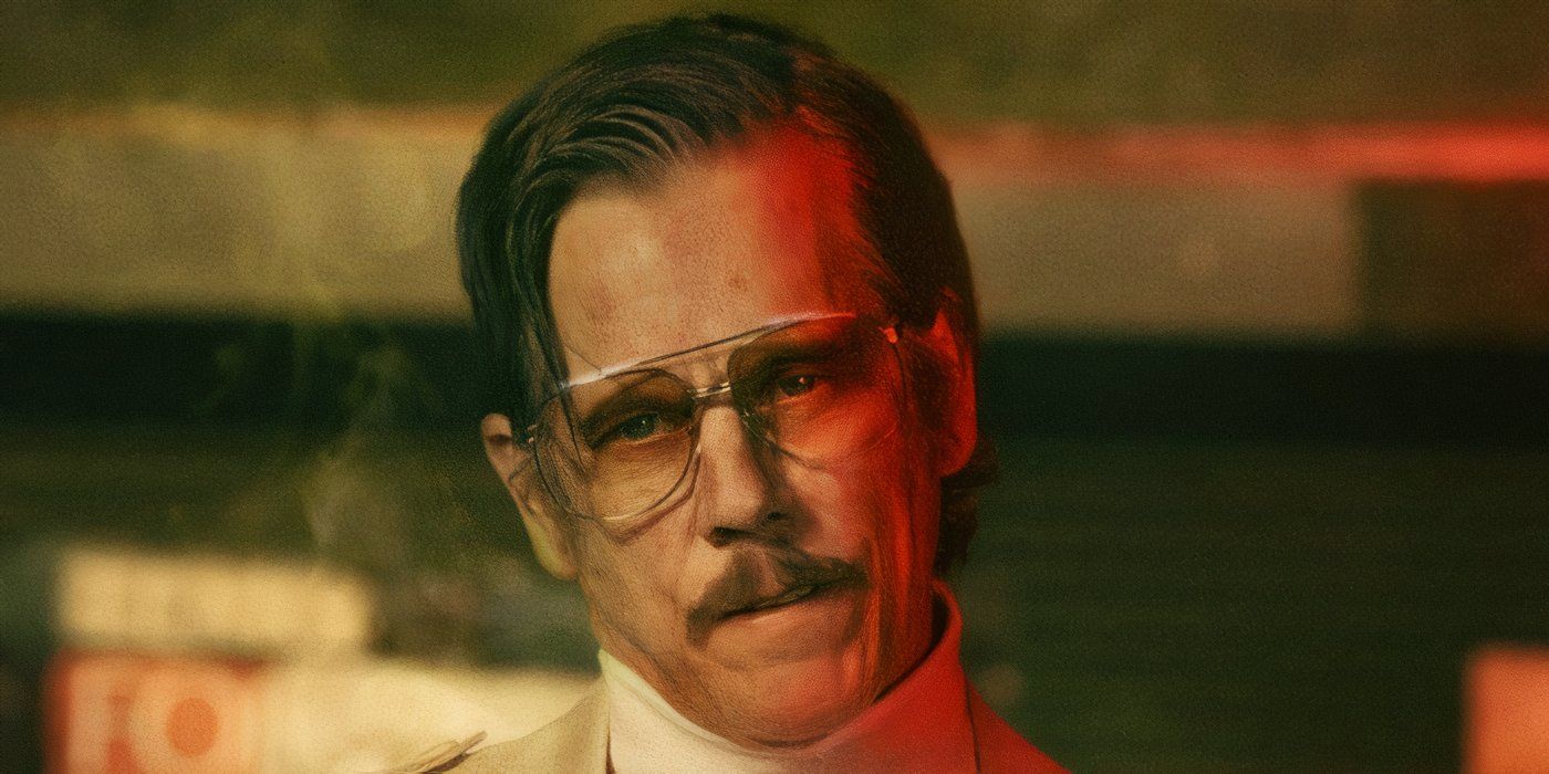 Kevin Bacon as John Labat on a character poster for Maxxxine.