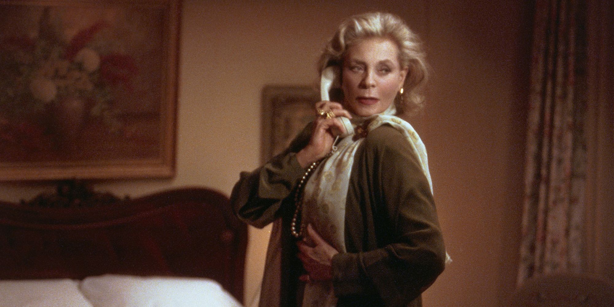 Lauren Bacall speaking on the phone in The Mirror Has Two Faces