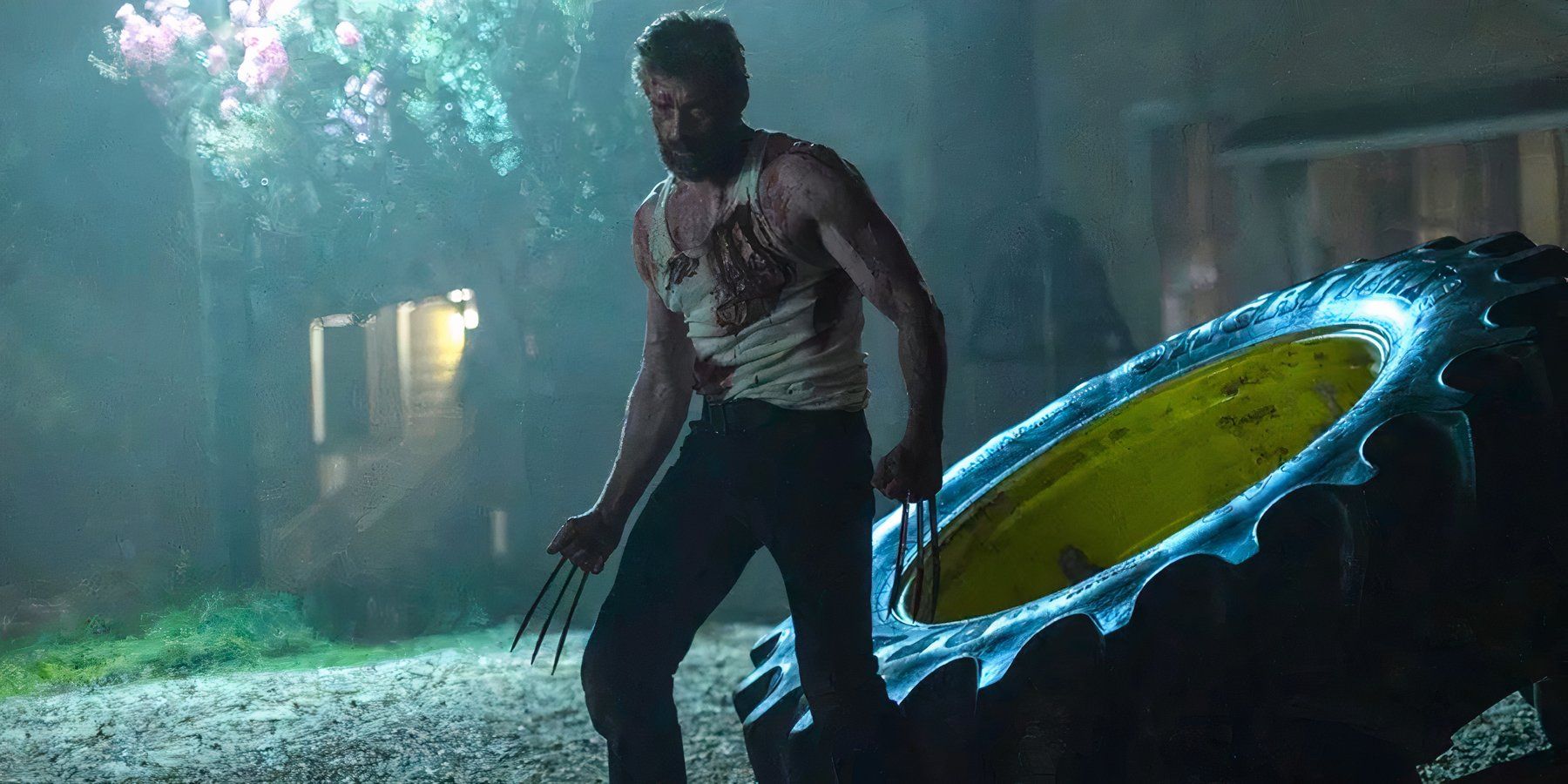 Wolverine bares his claws, battered and bloody, in Logan.