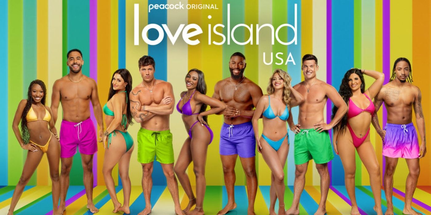 The 'Love Island USA' Season 6 cast pose in bathin suits.