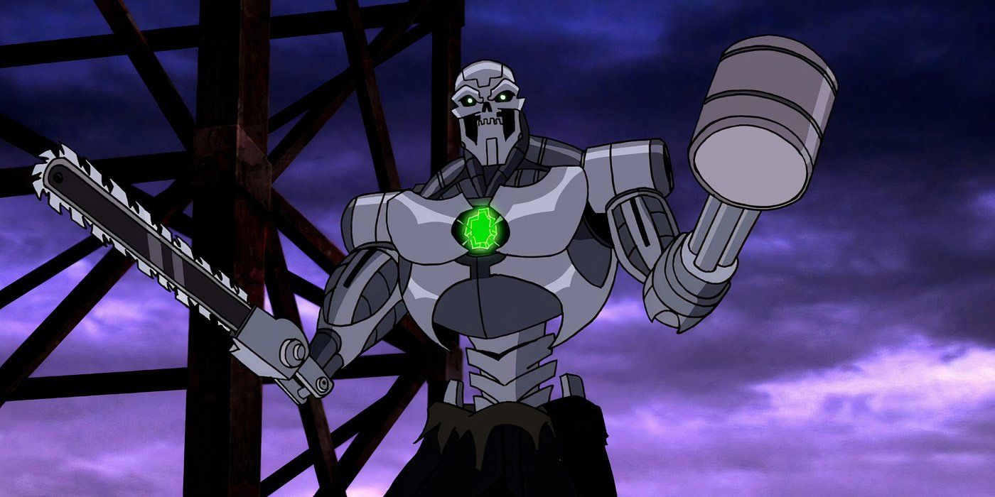 Metallo amb una motoserra i unes mans de martell a Batman/Superman: Public Enemies