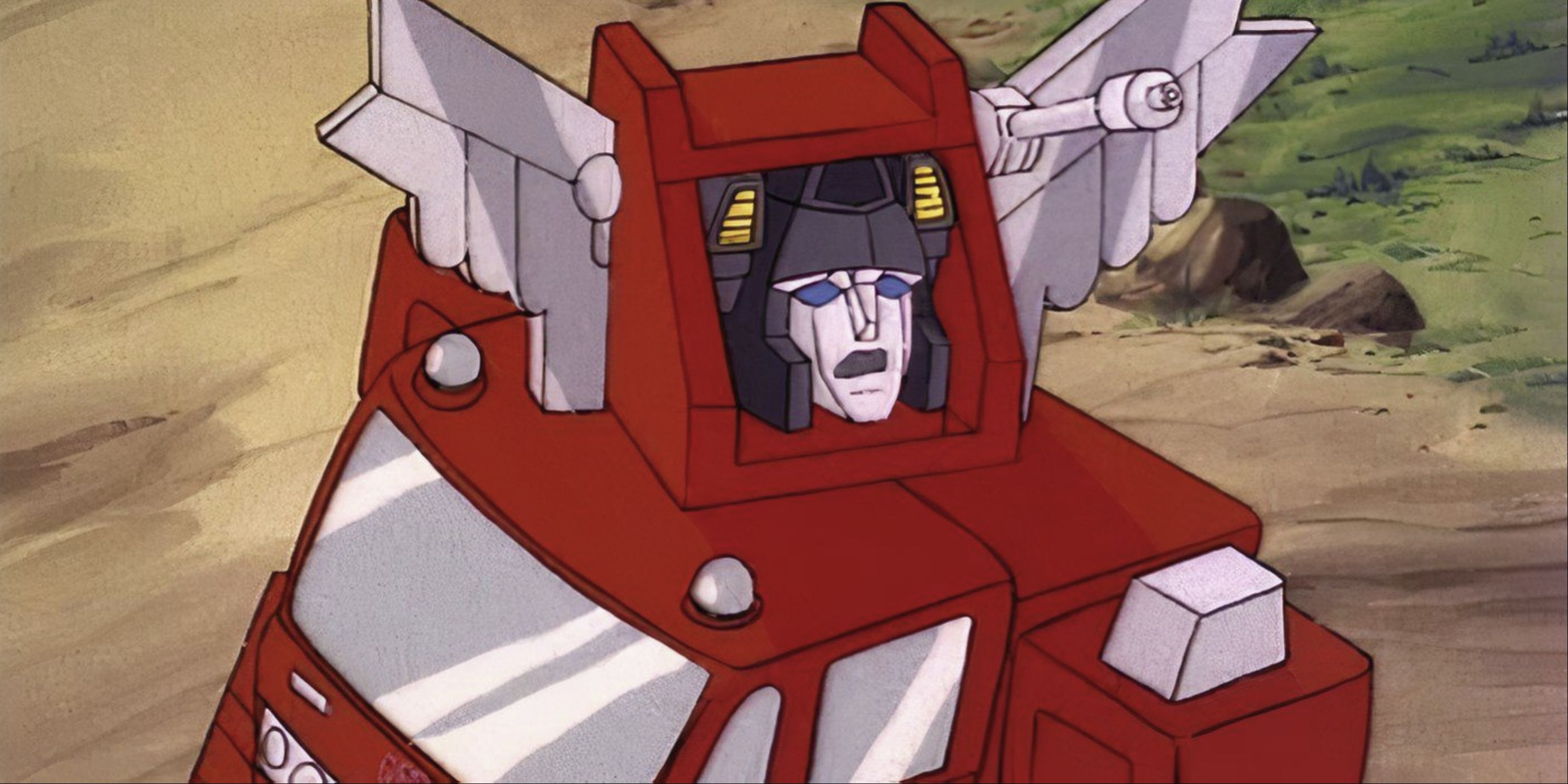 Inferno looking up at the sky, shocked in Transformers